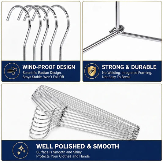 Stainless Steel Hangers – Rustproof, Waterproof, Heavy-Duty Clothes Hangers