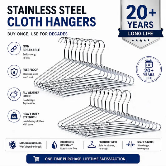 Stainless Steel Hangers – Rustproof, Waterproof, Heavy-Duty Clothes Hangers