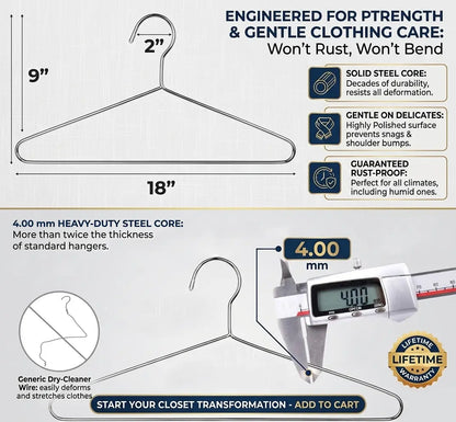 Stainless Steel Hangers – Rustproof, Waterproof, Heavy-Duty Clothes Hangers