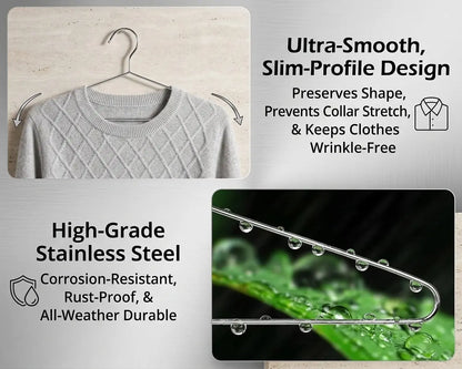 Stainless Steel Hangers – Rustproof, Waterproof, Heavy-Duty Clothes Hangers